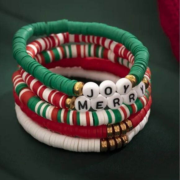 Cb19  5 piece Christmas stacking bracelet set - Picture 2 of 7